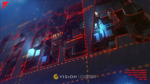 科技感强烈的3D动画logo演绎AE模板